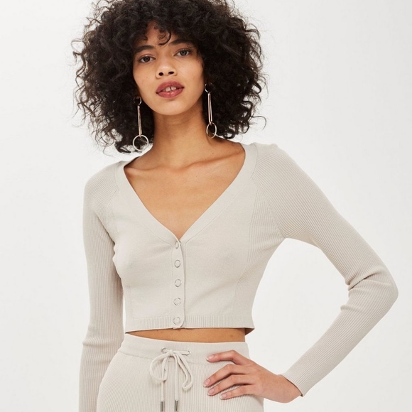 Topshop Tops - TOPSHOP Cropped Popper Cardigan